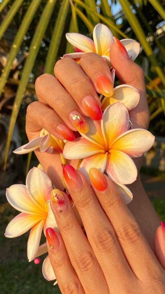 13 Hawaii Inspired Nail Ideas for a Tropical Vibe 7 tropical hand painted floral nails