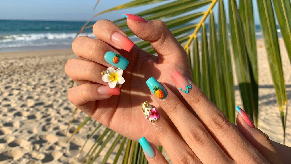 tropical hawaii inspired nail designs