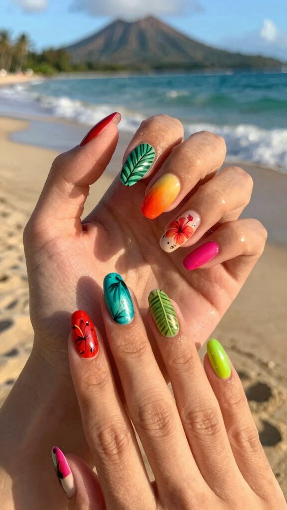 13 Hawaii Inspired Nail Ideas for a Tropical Vibe 10 tropical multicolor island inspired nails