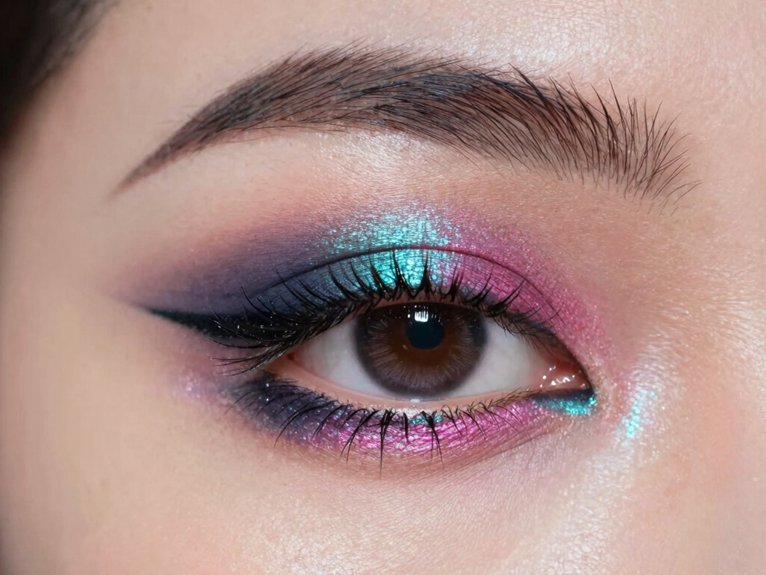 19 Creative Colorful Eye Makeup Looks That Stand Out 17 ultra reflective chrome lid technique