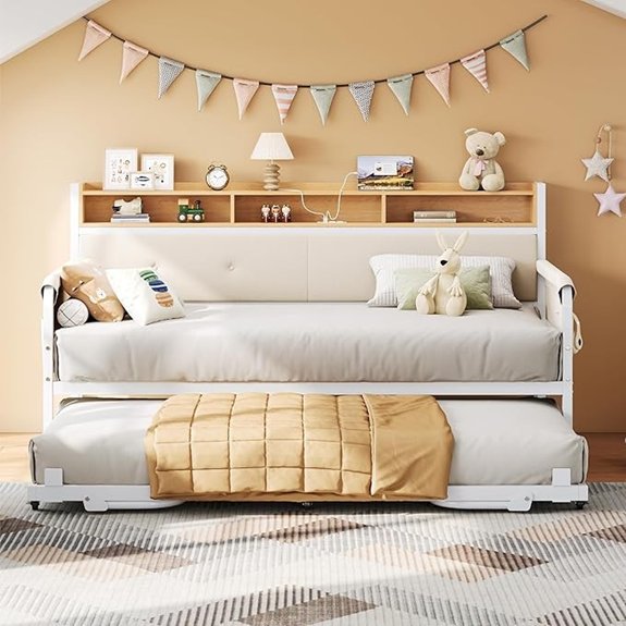 7 Best Double Twin Bed Options That Maximize Space and Comfort 7 LIKIMIO Twin Daybed with Trundle Upholstered Headboard