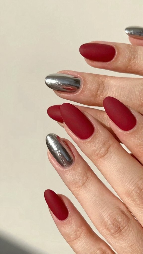 15 Red and Silver Nail Ideas to Try 2 velvety matte cherry elegance