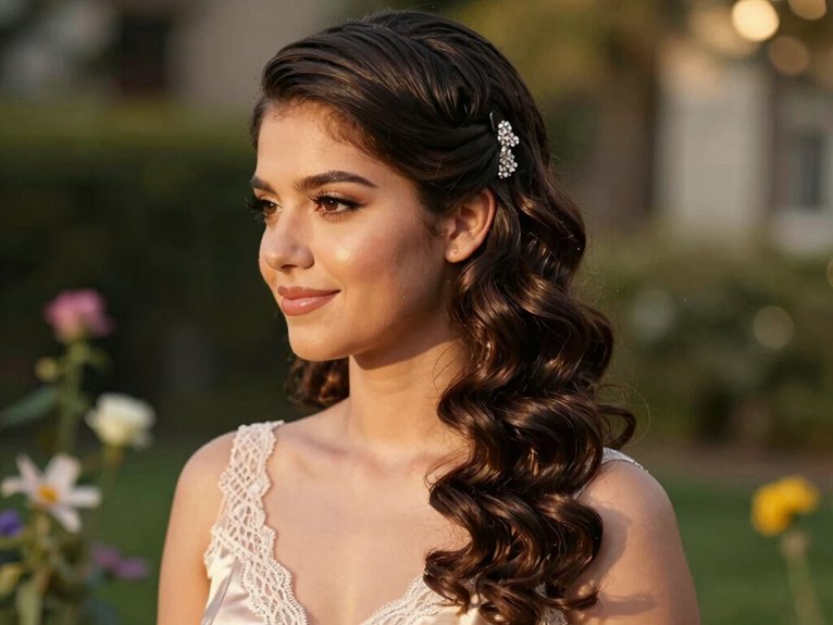 15 Stunning Prom Hairstyles That Look Elegant and Trendy 7 voluminous side swept glossy curls