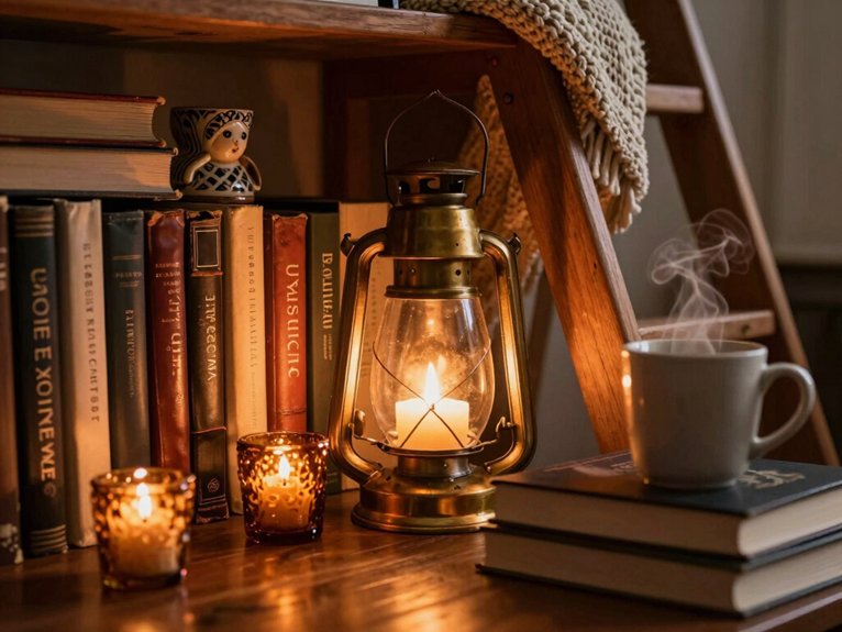 warm safe layered shelf lighting