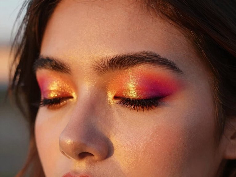 19 Creative Colorful Eye Makeup Looks That Stand Out 1 warm sunset ombre eyes