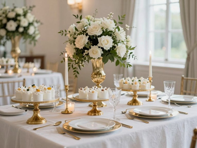 white and gold luxe tablescape