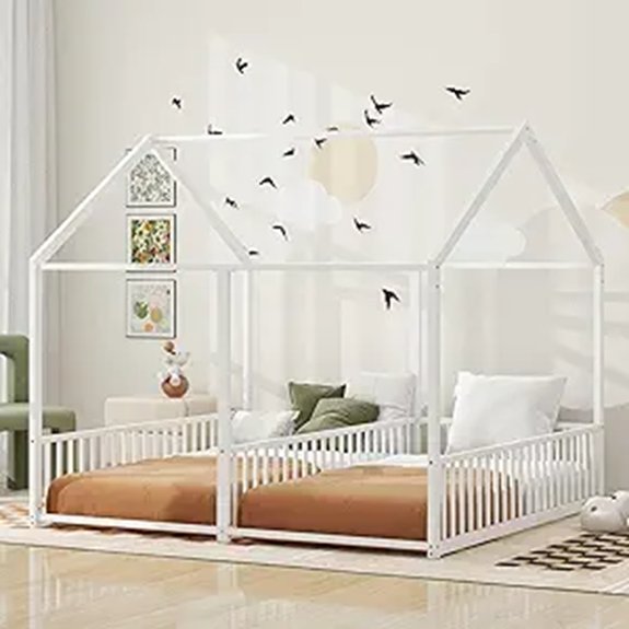 7 Best Double Twin Bed Options That Maximize Space and Comfort 5 White Double Floor Twin House Bed Frame for Kids