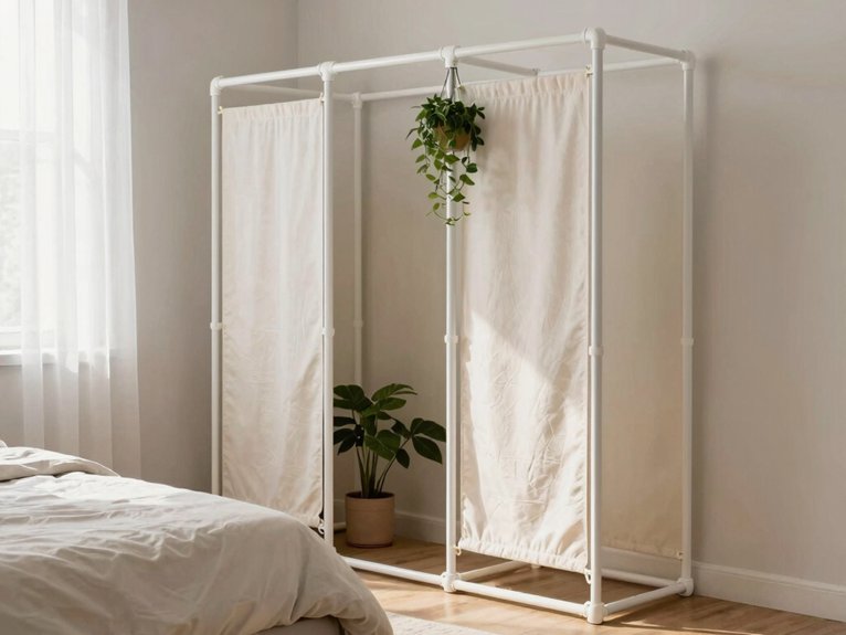10 Cheap DIY Room Divider Ideas for Bedrooms 4 1 inch pvc frame divider