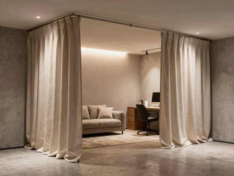 Basement Room Divider Ideas 7 affordable functional window track drapes