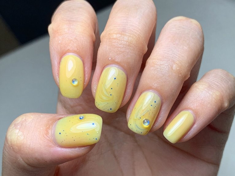 Yellow Blueberry Nails That Feel Fun and Unexpected 4 almond shapes for bold blueberries