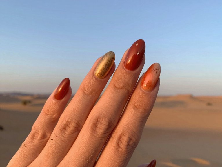 Country Concert Nails That Feel Bold and Fun 17 amber to iridescent desert sunset nails
