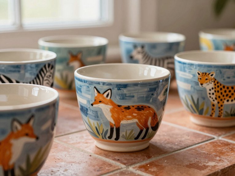Hand Painted Pottery Ideas That Feel Personal and Artistic 16 animal prints for cozy pottery