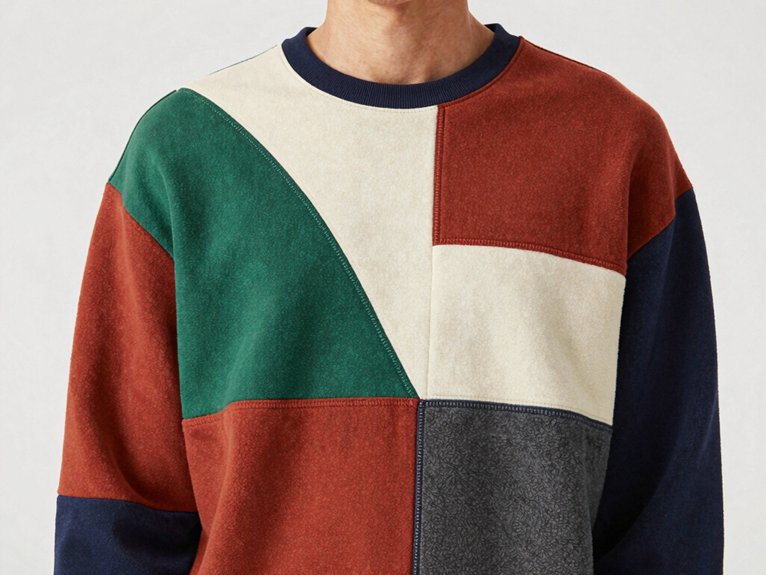 asymmetrical color blocked patchwork hoodie