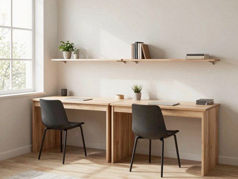 13 Small Home Office Ideas for Two That Maximize Space and Productivity 2 back to back space saving desks