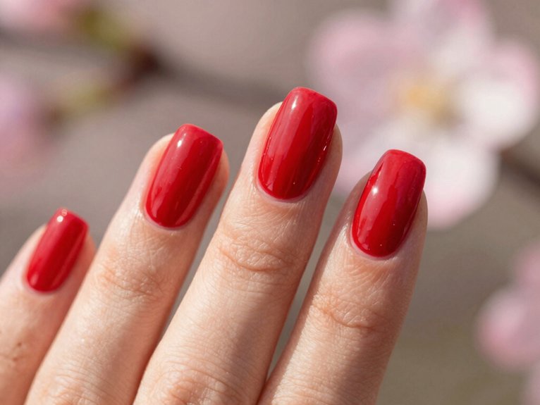 Spring Nails in Red That Look Bold Yet Seasonal 26 bare negative space red nails