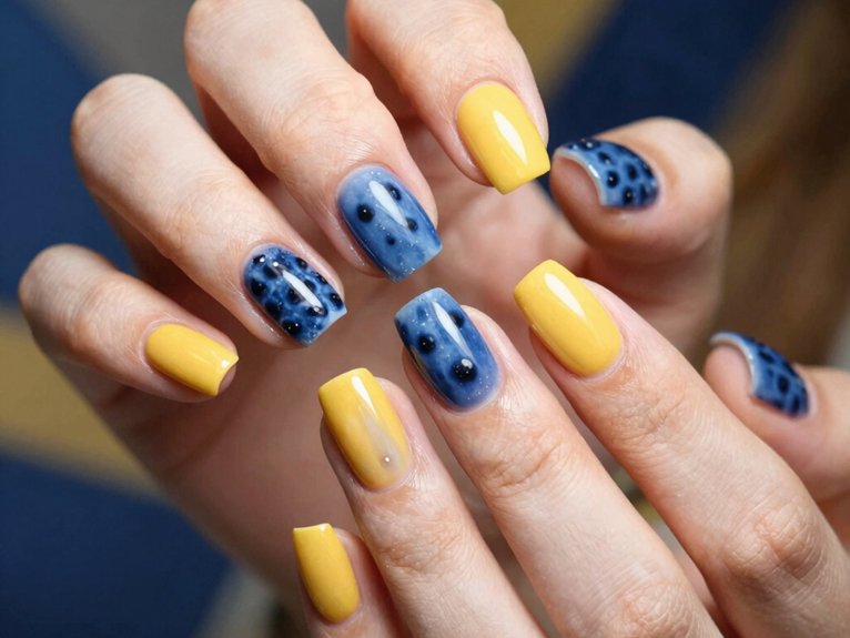 Yellow Blueberry Nails That Feel Playful and Unique 15 blue chrome berry nails