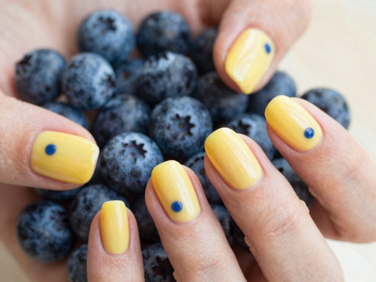 Yellow Blueberry Nails That Feel Fun and Unexpected 10 blueberry fruit salad nail art