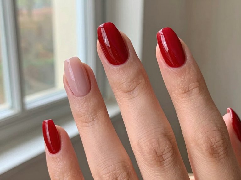 Red Spring Nails That Feel Fresh Not Heavy 14 blush accent balances red nails
