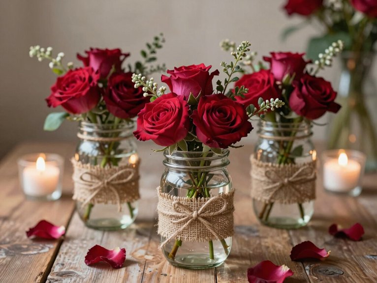 Mason Jar Centerpieces That Look Rustic and Elegant 8 blush rose mason jar centerpieces