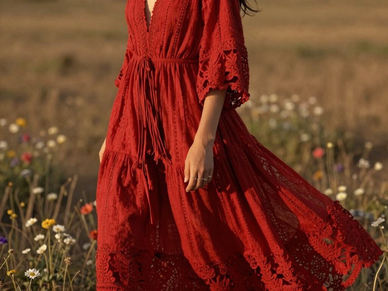 Red Dress Outfit Ideas That Always Stand Out 7 boho romantic red dress styling tips