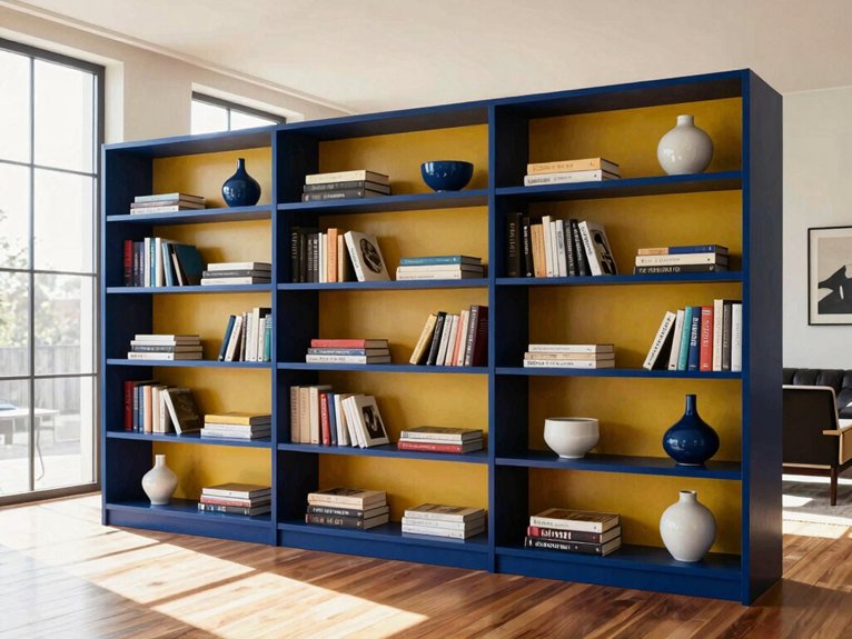 bold colorful bookcase divider