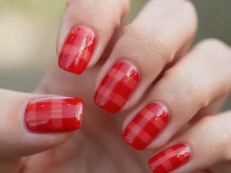 Spring Nails in Red That Look Bold Yet Seasonal 17 bold red black white checker nails