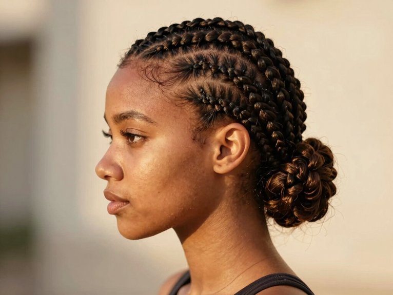 Fulani Braid Inspo That Looks Stylish and Timeless 13 braided bun with parting pattern
