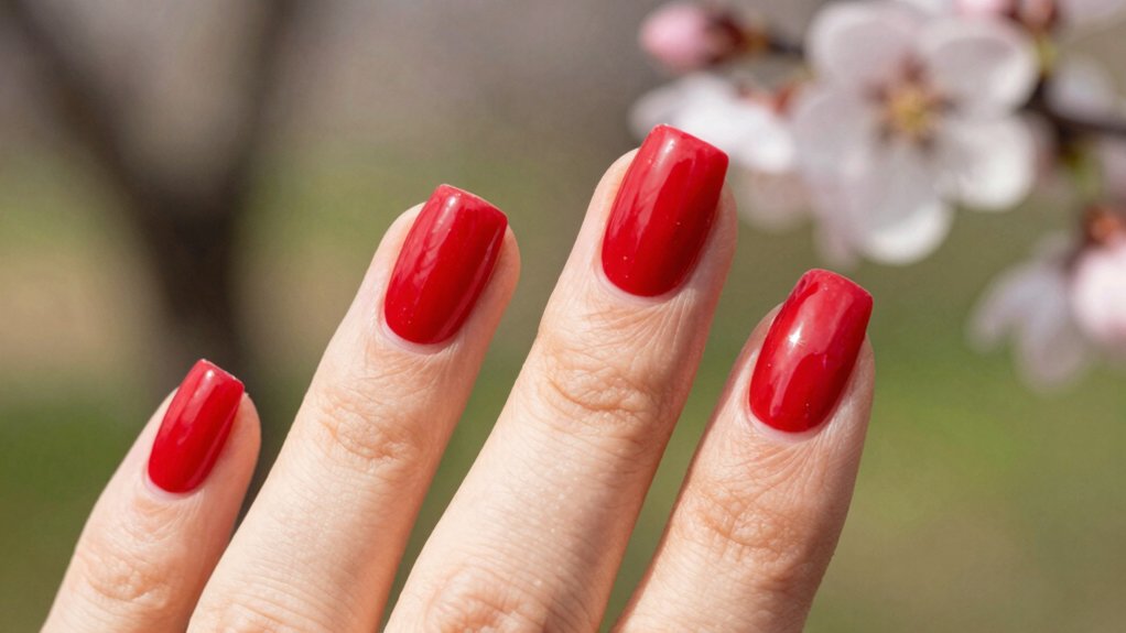 bright red spring nail color