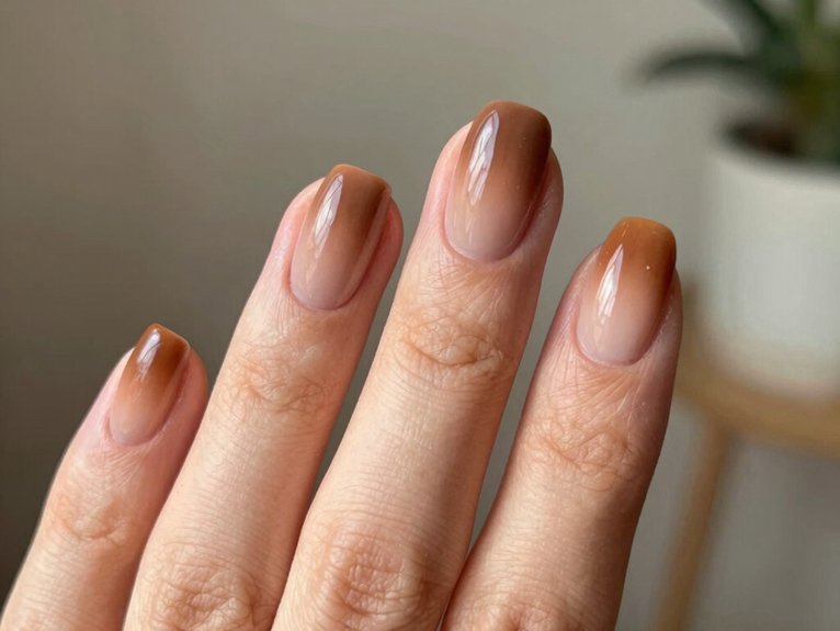 Neutral Spring Nails That Always Look Effortless 18 brown velvet ombr spring nails