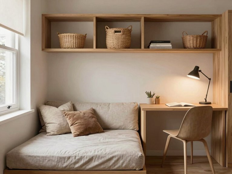 built in concealed bedroom storage
