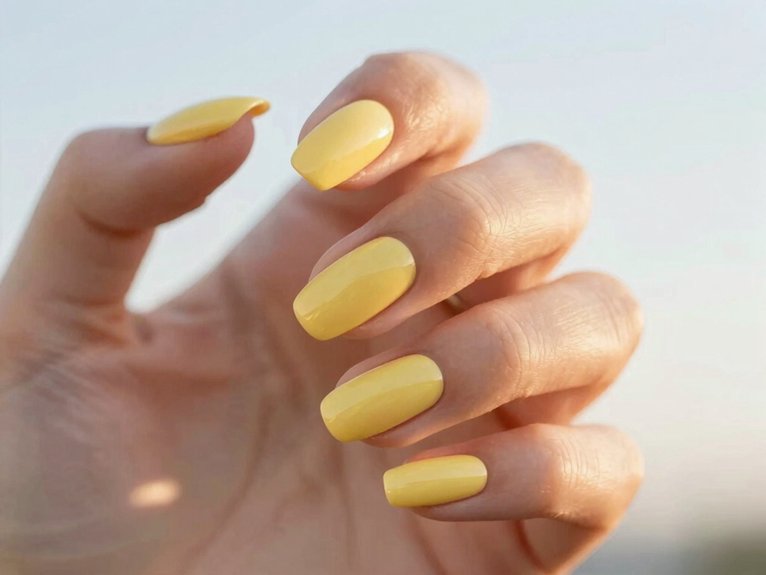 butter yellow micro french tips