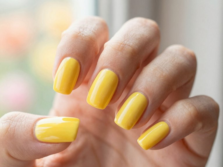 April Nails That Feel Fresh and On-Trend 12 buttercup yellow spring gel nails