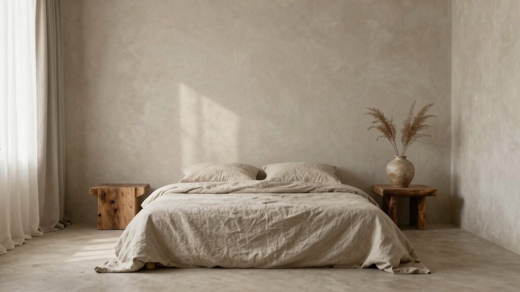 calm minimalist wabi sabi bedroom
