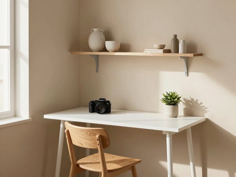 12 Small Home Office Corner Ideas That Maximize Every Inch 10 calm neutral minimalist floating workspace