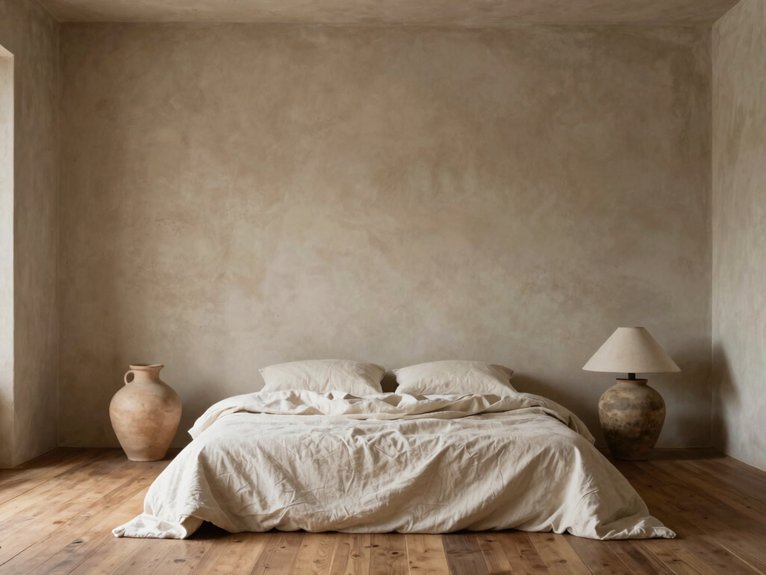 12 Minimalist Wabi-Sabi Bedroom Design Ideas for a Calm and Intentional Space 8 calm textured plastered walls
