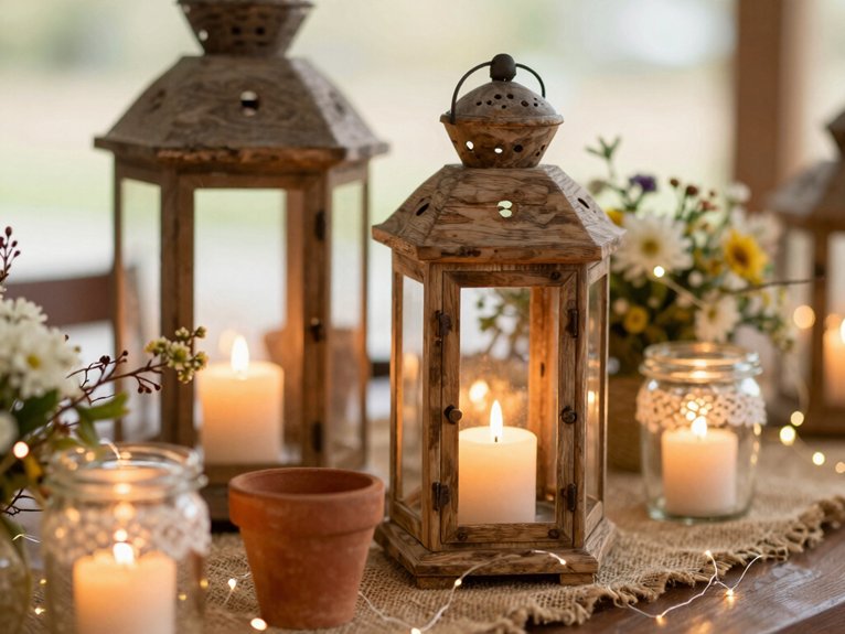 Rustic Wedding Decor Ideas That Feel Warm and Romantic 9 candle lantern fairy light glow