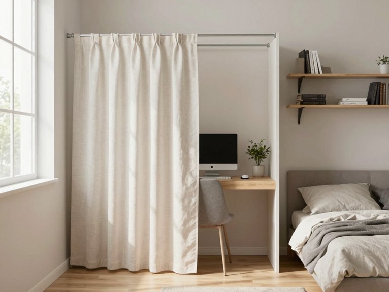 ceiling mounted double track blackout curtains