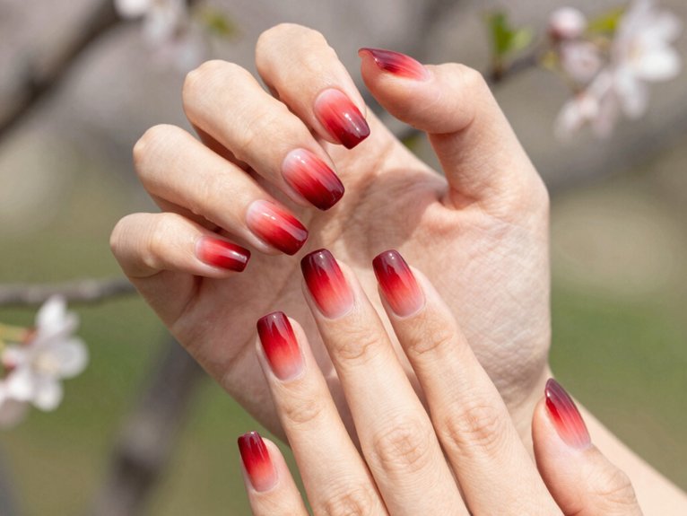 Spring Nails in Red That Look Bold Yet Seasonal 12 cherry burgundy ombr fade
