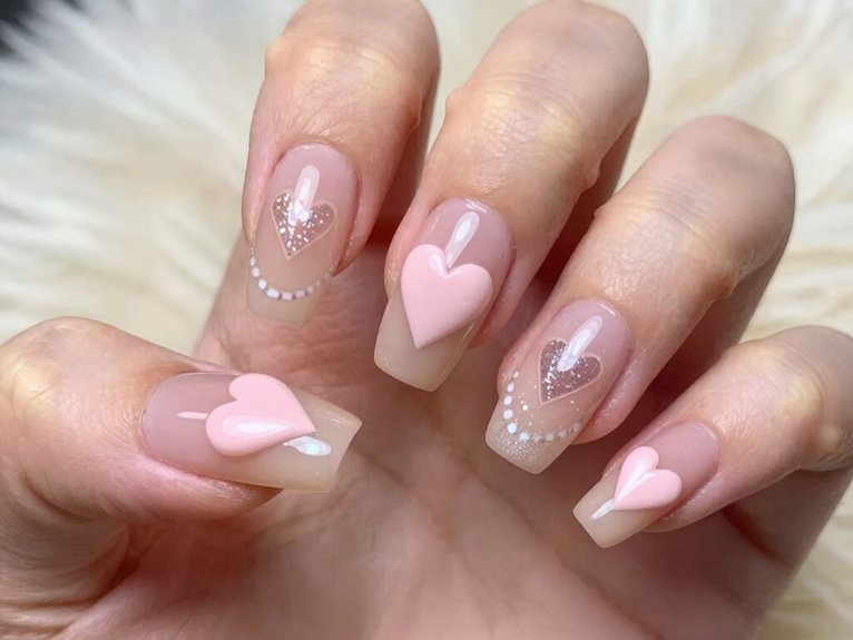 Heart Nail Designs That Look Cute and Trendy 11 chic negative space heart nails