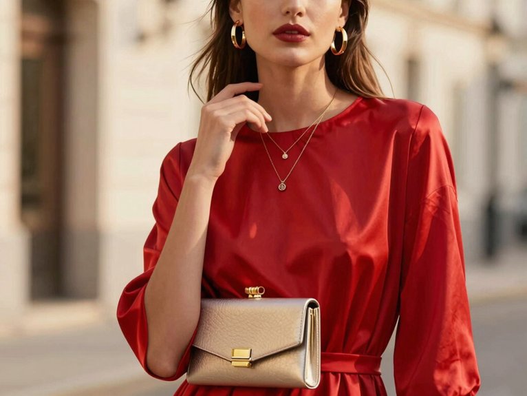 Red Dress Outfit Ideas That Always Stand Out 9 chic neutral accessories for red dress