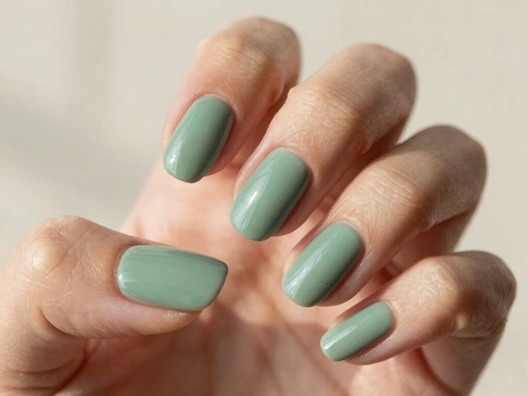 Solid Color Spring Nails That Look Clean and Chic 8 chic sage spring micro french