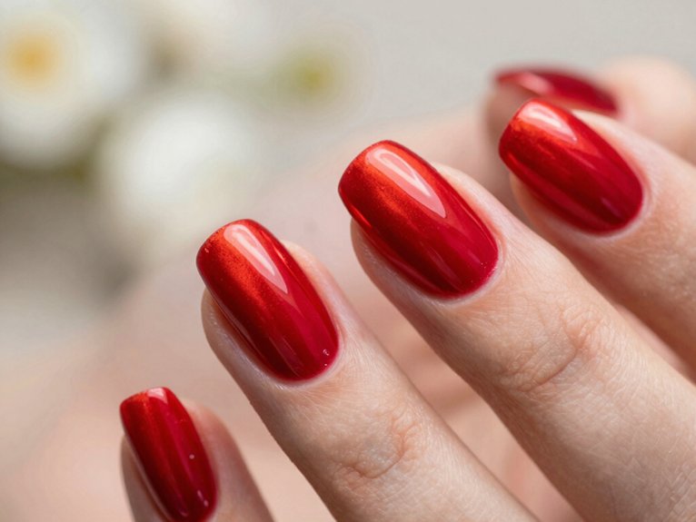 Red Spring Nails That Feel Bright and Seasonal 18 chrome aura red wet gloss