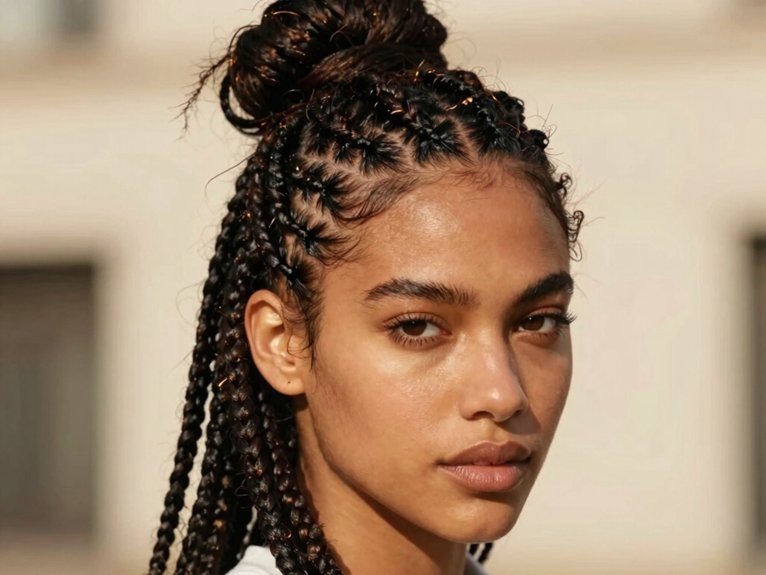 Fulani Braid Inspo That Looks Modern and Timeless 14 chunky messy 90s bun