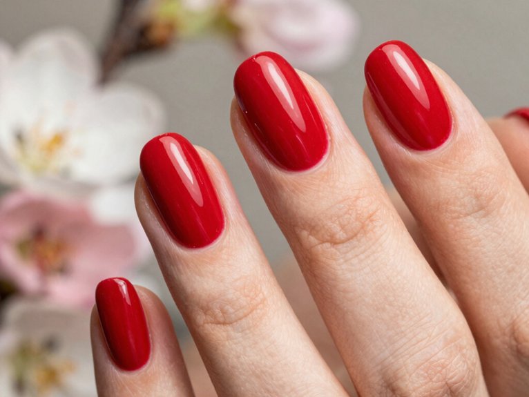 Spring Nails in Red That Look Bold Yet Seasonal 8 classic red french micro florals