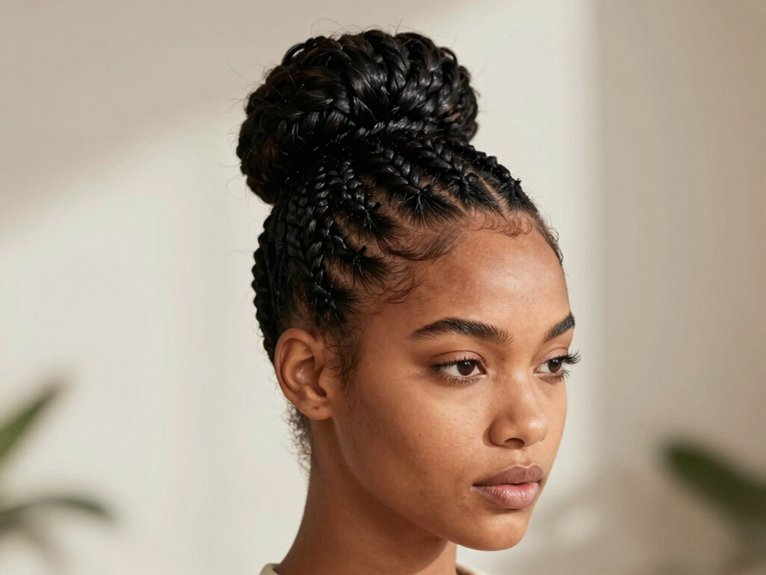 Fulani Braid Inspo That Looks Modern and Timeless 26 clean fulani braided low bun