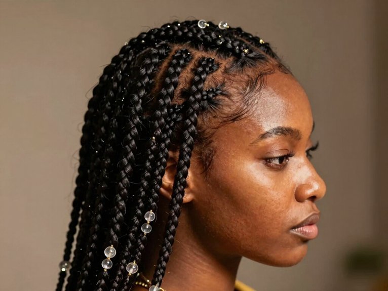 Fulani Braid Inspo That Looks Stylish and Timeless 14 clear beads fulani braids sparkle