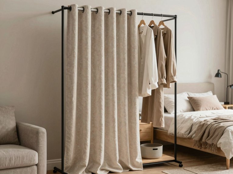 clothing rack privacy curtain setup