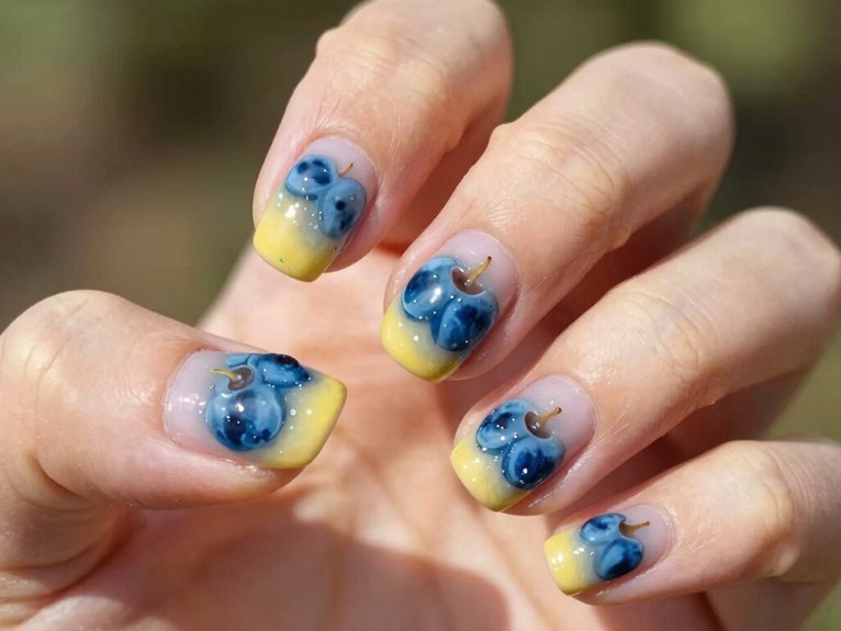 Yellow Blueberry Nails That Feel Playful and Unique 4 cobalt blue bold berry pop