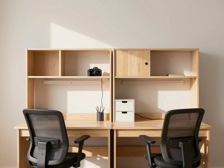 13 Small Home Office Ideas for Two That Maximize Space and Productivity 8 compact desks with storage