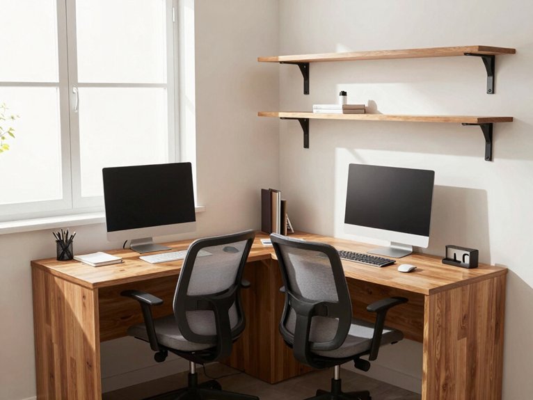 13 Small Home Office Ideas for Two That Maximize Space and Productivity 3 corner l shaped dual workspace